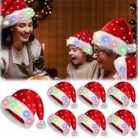Chapeau de Noël lumineux LED en peluche pour adultes et enfants, décoration de fête de Noël, accessoires de Noël