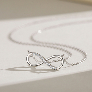 Aillay 100% 925 in argento Sterling <span class=keywords><strong>infinito</strong></span> amore <span class=keywords><strong>collana</strong></span> pendente per donne abbagliante chiaro zircone accessori per gioielli regalo - Product Image 4