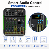 AOFO MG-7 Mixeur audio professionnel 5 canaux avec 99DSP Bluetooth USB OTG Alimentation fantôme 48V Métal et plastique Égaliseur 3 bandes