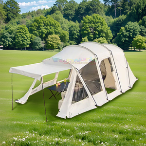 เต็นท์อุโมงค์ เต็นท์แคมป์ปิ้งกลางแจ้ง เต็นท์กันฝนแบบหนา พับเก็บได้ พกพาสะดวก อุปกรณ์เต็นท์แบบมีหลังคา สองห้องนอน หนึ่งห้องนั่งเล่น เต็นท์สำหรับรถยนต์ - Product Image 4