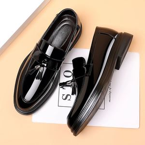 Chaussures habillées et décontractées pour hommes, Oxfords noirs, formelles, en PU, semelle souple, fermeture à bouton, élégantes pour mariage et marié - Product Image 4