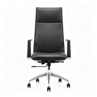 Chaise de direction à dossier haut BJ 8292, revêtement en cuir véritable/PVC/microfibre en option, base en aluminium à 5 branches, accoudoirs intégrés