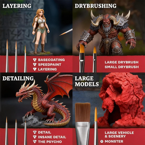 Nouveauté, lot de 10 pinceaux à peinture en nylon faits à la main, manche blanc, kit de loisirs, pinceaux de détail miniatures - Product Image 3