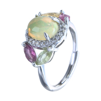 Bague en argent sterling 925 plaqué rhodium avec opale naturelle taille ovale, vente en gros d'usine, pour femme, cadeau, usage quotidien