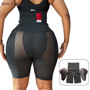 Shorty gainant taille haute à maintien ferme, rembourré aux hanches, en maille sexy, rehausseur de hanches, effet amincissant - Product Image 1