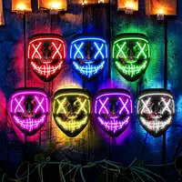 Mascarilla LED de Halloween para hombres y mujeres, máscara de disfraz con luz EL cable para Halloween, fiesta de Festival