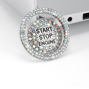 Nút khởi động/Dừng động cơ một cú nhấp chuột Nắp Nút đánh lửa kim cương Pha Lê Kim Cương Rhinestone phổ quát làm bằng kim loại - Product Image 5
