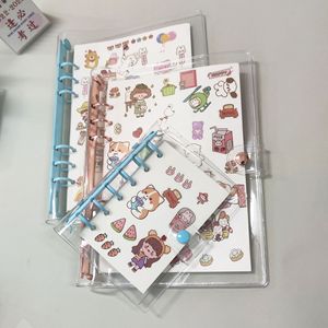 Carnet de notes rechargeable en PVC coloré transparent avec reliure à boucle, format A5/A6/A7, sans logo/design graphique - Product Image 1