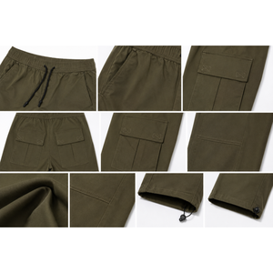 <b>Men</b> Olive <b>Green</b> Nylon <b>Cargo</b> <b>Pants</b> Multi Pocket Elastic Drawstring Ankle Cuffs Loose Straight Leg Streetwear Casual <b>Pants</b> - Product Image 5