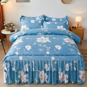 Hoa trải giường trải giường tăng tùy chỉnh <span class=keywords><strong>4</strong></span> miếng giường váy Tấm đặt <span class=keywords><strong>bedsheets</strong></span> Bộ - Product Image 2