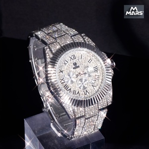 Herren Premium Moissanit-Diamant-Uhr Vollständig Vereiste Bling-Uhr Edelstahlarmband Luxuriöses Hip-Hop-Design Analoges Zifferblatt - Product Image 5