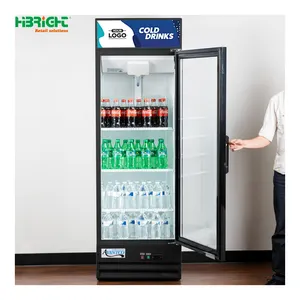 친환경 LOW-E 유리문 R290 냉매 수직 음료 디스플레이 냉동고 범용 바퀴