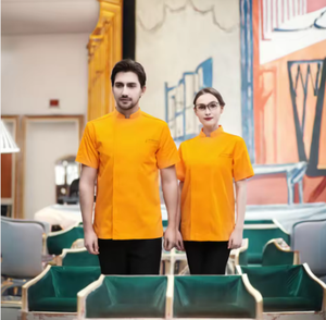 Chaqueta de Chef Unisex de Algodón con Botones y Estampado por Transferencia Térmica, Manga Corta, para Restaurante, Cocina, Uniforme de Trabajo - Product Image 1