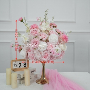 ดอกไม้ประดิษฐ์และต้นไม้ประดิษฐ์ DKB สำหรับงานแต่งงาน ของตกแต่งโต๊ะกลางงานแต่งงาน ลูกบอลดอกไม้ผ้าไหมประดิษฐ์ อุปกรณ์ตกแต่งงานแต่งงาน - Product Image 2