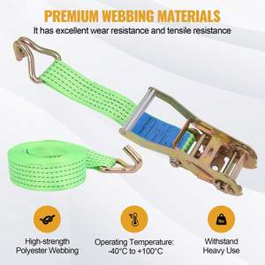 DB Lot de 10 sangles à cliquet robustes 2 \ "x 26 'crochets en J 3307 lb de charge de travail limite de cargaison camion sangles d'attache - Product Image 3