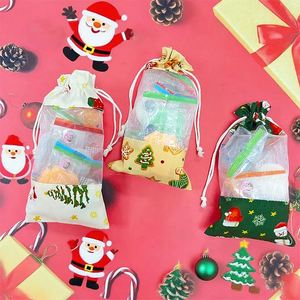 Petite pochette en organza de coton avec cordon de serrage pour emballage cadeau, décoration de fête de Noël, décoration de fête de Noël - Product Image 6