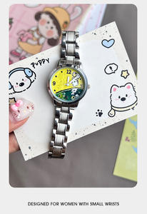 Montre ronde chic pour femme, style dessin animé ludique, look luxueux, mouvement à quartz - Product Image 5