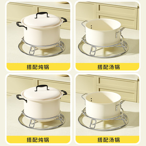 Support de rangement de cuisine multifonctionnel rond en acier inoxydable, support de cuisson vapeur isolant thermiquement, profondeur 4-7,9 pouces - Product Image 3
