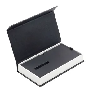 กล่องของขวัญพร้อมกล่องใส่ปากกากระดาษแข็งแข็งปิดแม่เหล็กสีดำหรูหราโลโก้ที่กำหนดเอง