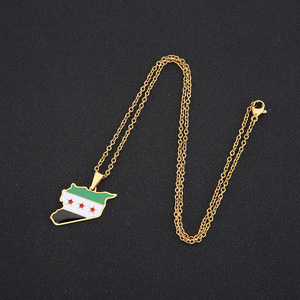High Quality Green White Black Free Syrian Flag <b>Map</b> Syrian Freedom Necklaces Gift Wholesale - Product Image 3