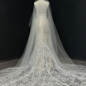 Robe de soirée sirène de luxe Nt28 avec appliques en dentelle et traîne chapelle, robe de cérémonie moderne pour femme - Product Image 5