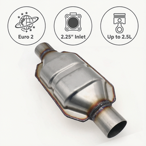 Convertisseur catalytique universel 2,25 pouces (57 mm) pour VW Opel <span class=keywords><strong>Ford</strong></span> Audi BMW Euro 2, forme ronde, jusqu'à 2,5 L (2500 cc), tuyau d'échappement à haut débit - Product Image 1