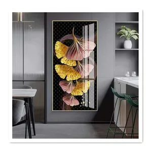 POLA定制单板装饰画黄金叶植物花卉山水画水晶瓷墙艺术
