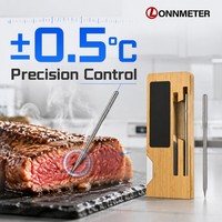 Termometer BBQ Pintar Nirkabel Bluetooth Dual Probe Mendukung Deteksi Suhu Simultan untuk 2 Makanan