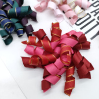 Noeud en tissu bouclé à bord doré, 196 couleurs, taille personnalisée, polyester écologique, emballage cadeau floral pour mariage et Saint-Valentin, logo personnalisé