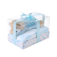 Ensemble cadeau de couverture en coton pour bébé garçon, ours en peluche doux et mignon personnalisé, couverture épaisse pour nouveau-né