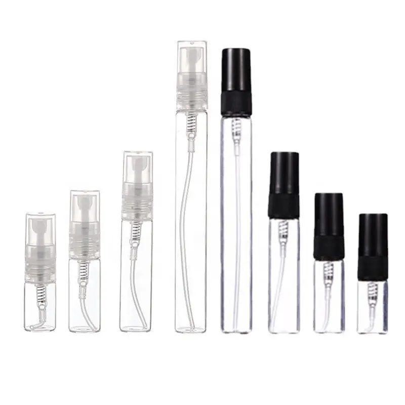 Fabrika fiyat plastik 2ml 3ml 5ml 10ml parfüm şişeleri kokulu yağ testi örnek ambalaj için sprey şişe küçük boyutlu Atomizer