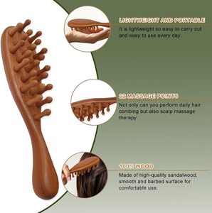 Peine Masajeador de Cuero Cabelludo de Sándalo Natural, Herramienta Gua Sha de Madera para Masaje de Cabeza, para el Crecimiento del Cabello y Alivio del Estrés - Product Image 3