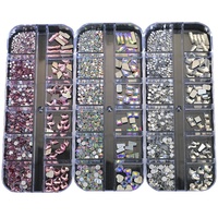 Kit de décoration pour ongles en cristal AB coloré à 12 compartiments, diamants en verre 3D, strass pour ongles