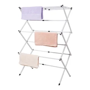 3 Tier Outdoor Multifuctional Metall Aufhänger Falten Portable Edelstahl Kleidung Trocknen Rack Faltbare Stand