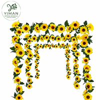 Guirlande de tournesols artificiels YM, fleurs suspendues pour la décoration intérieure, décoration d'arche de mariage, guirlande de tournesols en rotin