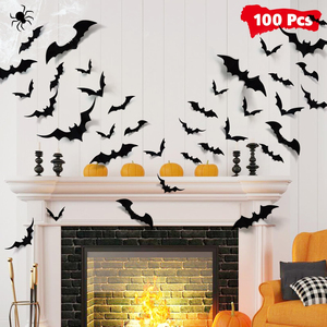 Décorations d'Halloween en forme de chauves-souris, autocollants muraux en PVC 3D, décorations de fête pour la fête d'Halloween, décorations d'intérieur et d'extérieur, décorations d'automne DIY - Product Image 5
