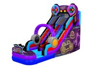 Nouveau design Toboggan aquatique gonflable commercial pour enfants avec aire de jeux et combo de course sur roues ouvertes, à vendre