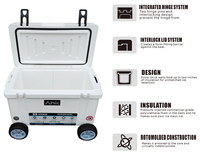 Glacière isotherme en plastique de 55 L, grande, personnalisable, pour canettes de bière, aliments, avec roues, pour camping et pêche en extérieur