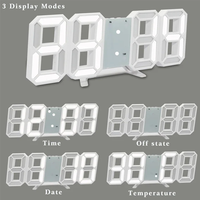 Horloge numérique 3D LED avec minuterie, veilleuse et alarme, pour bureau, maison, salon