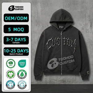 Custom Hoodies Premium 500GSM Heavyweight Oversized Men's Streetwear Boxy Fit HoodieVintage Stone Wash Hoodie Blank Sweatshirts - Product Image 1