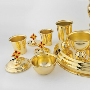Penjualan pabrik perlengkapan Gereja Piringan Emas lapisan kualitas tinggi Set piring Vigil malam Gereja Set jam malam - Product Image 2