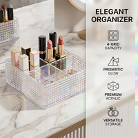 Kotak Penyimpanan Kristal Persegi Bahan PS Multilattice Kotak Organizer Perhiasan Anting Cincin Kosmetik untuk Meja