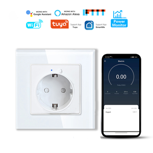 Prise murale intelligente WiFi, contrôle par application Tuya, 20A, verre trempé, 2 broches, avec mesure de la consommation d'énergie, télécommande, compatible <span class=keywords><strong>Smart</strong></span> Life Alexa - Product Image 1
