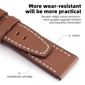 Correa de reloj inteligente Upro de liberación rápida de 20/22 mm para Huawei GT5/GT6, correas de reloj de cuero marrón con hebilla plateada de 18 mm, 20 mm y 22 mm - Product Image 5