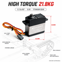 Servomoteur RC XQ-S4020D 20kg à engrenages métalliques, étanche, numérique, sans noyau, à couple élevé pour Crawler RC, Robot, Avion 4.8V-6.0V