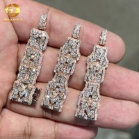 Подвеска в стиле хип-хоп с бриллиантами VVS Lab Moissanite, инкрустированная камнями, мужская, на заказ, из серебра 925 пробы, с инициалом, изысканные ювелирные изделия