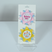 Ruban en satin personnalisé, double couleur, joyeux anniversaire fille/garçon, fait main, écologique, imprimé avec du feuille d'or/d'argent, ruban en satin, rosette