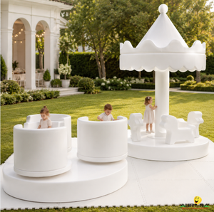 Manège Électrique Tout Blanc Personnalisé de Haute Qualité avec Coussins Souples pour Enfants – Équipement de Jeu Doux pour Enfants - Product Image 1