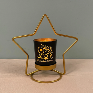 DAMAI Ramadan Gold Moon Shaped Metal Pillar Candle Holder Centerpiece Candlestick Stand - Product Image 3