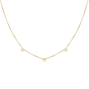 Collar de Cadena Cubana con Dije de Estrella de Circonita Cúbica y Plata de Ley 925 con Oro de 18k para Uso Diario de Gemnel - Product Image 1